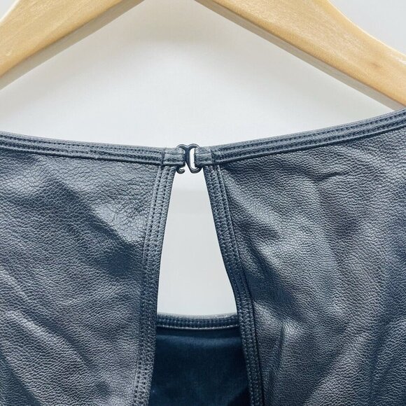 INC International Concepts Womens Large Faux Leather Bodysuit in Black $50 1105 - Picture 6 of 10